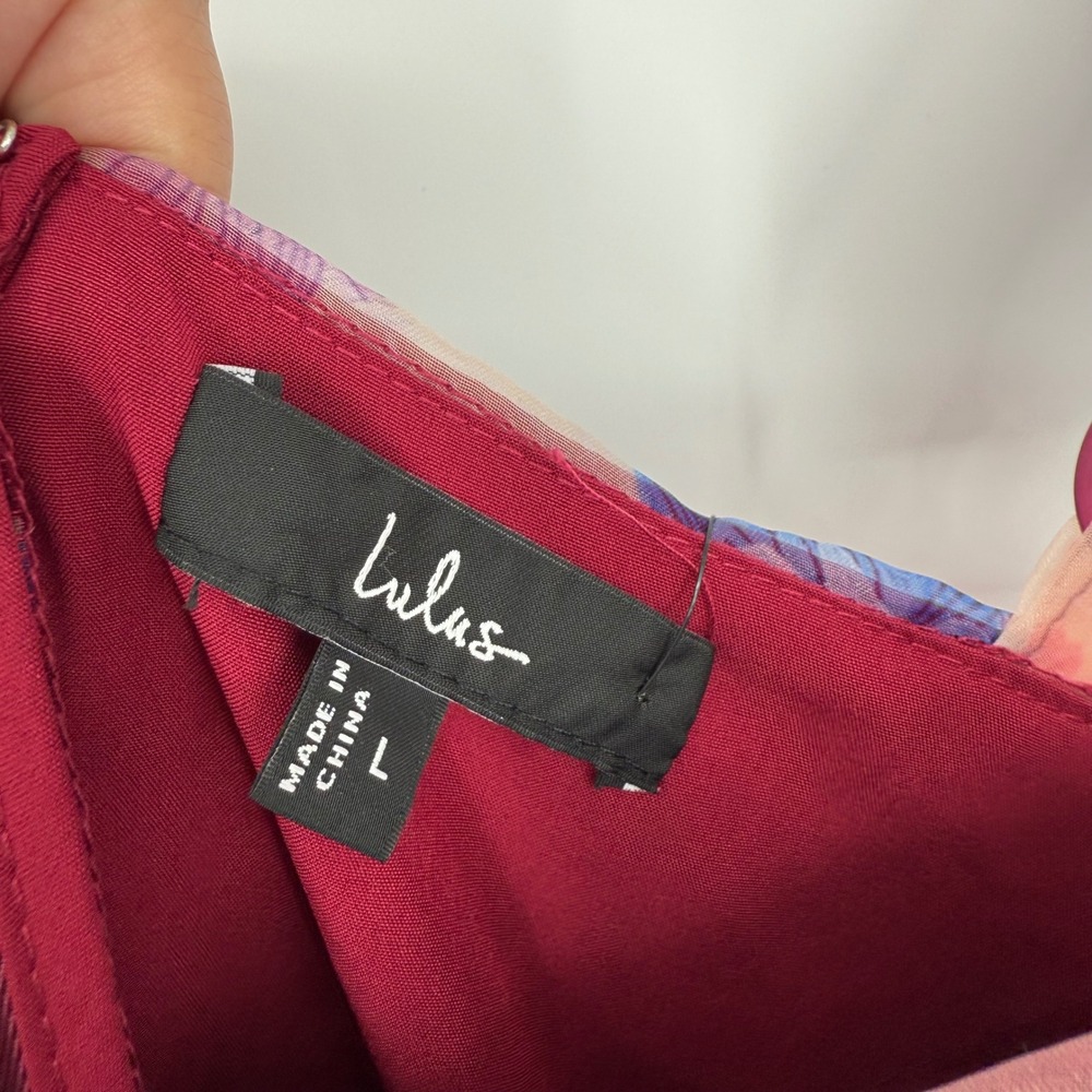 Lulus Delightful Look Magenta Floral Print Bustier‎ Midi Skater Dress Size L - Picture 7 of 14